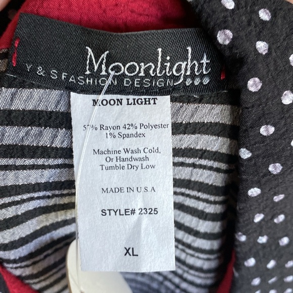 MOONLIGHT BY Y&S  MIXED MEDIA BUTTON FRONT SHIRT IN BLACK/WHITE/RED 2325 XL - Picture 6 of 6